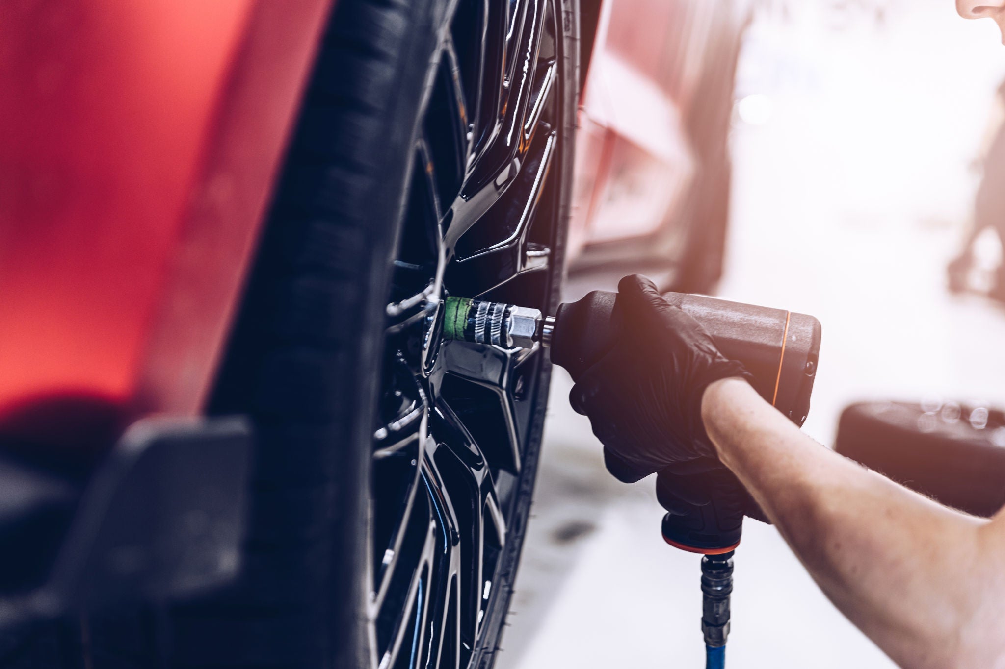 Mechanic changing a tire